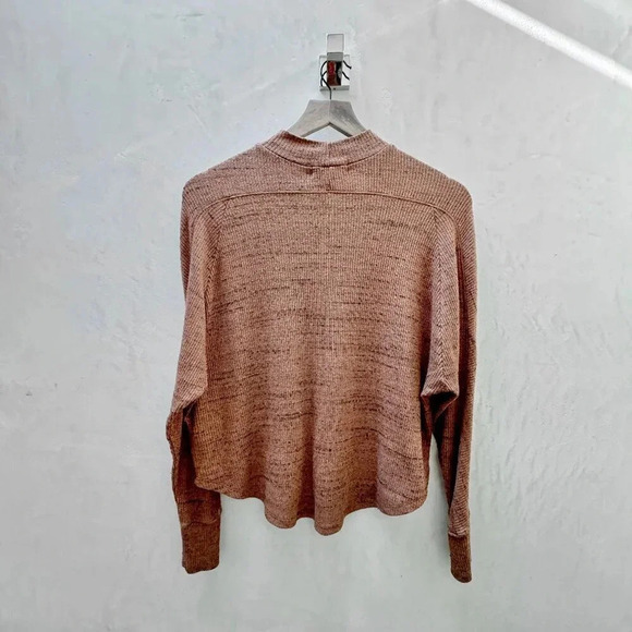 Treasure and Bond || Baby Cowl Cropped Curved Hem Slub Sweater Rust Orange XS - Picture 2 of 11